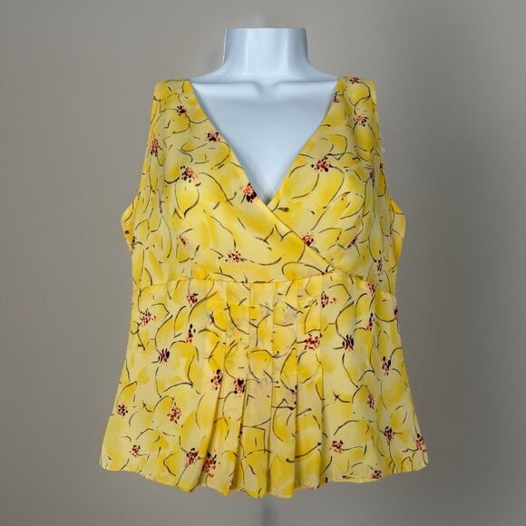 Vintage Ann Taylor Womens Top 4 Yellow Silk Floral Babydoll Dainty Fairy Y2K 90s - Picture 1 of 10